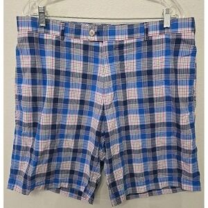 Peter Millar Shorts Men's 38 Plaid Golf Check Blue‎ 100% Cotton
